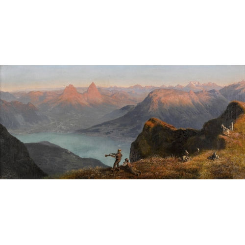 ERNST I HODEL : Vierwaldst�ttersee mit Mythen im Abendrot (DOBIASCHOFSKY AUKTIONEN AG)