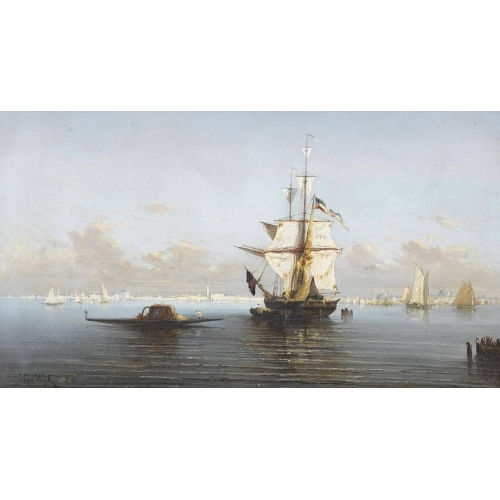 HENRY VAN WYK : Segelschiff und Gondel vor Venedig (DOBIASCHOFSKY AUKTIONEN AG)