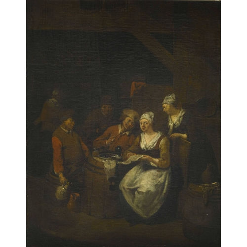 JAN BAPTIST LAMBRECHTS : Schenkinterieur mit zechenden Bauern (DOBIASCHOFSKY AUKTIONEN AG)