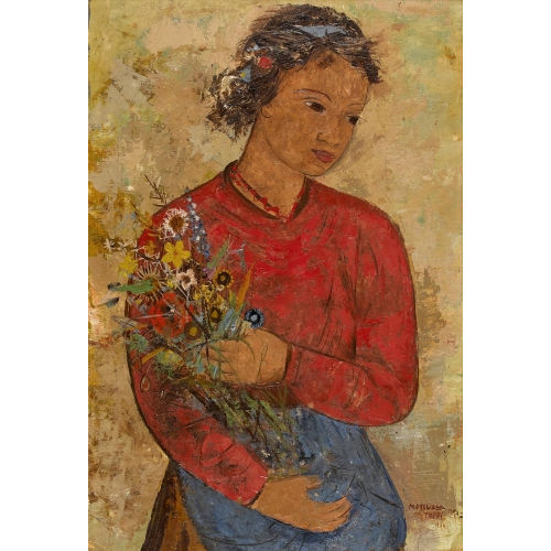 MARGHERITA OSSWALD-TOPPI : M�dchen mit Wiesenblumen (DOBIASCHOFSKY AUKTIONEN AG)