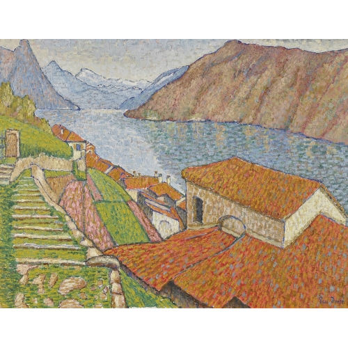 PAUL DONZ� : Dorfpartie am Lago di Lugano (DOBIASCHOFSKY AUKTIONEN AG)