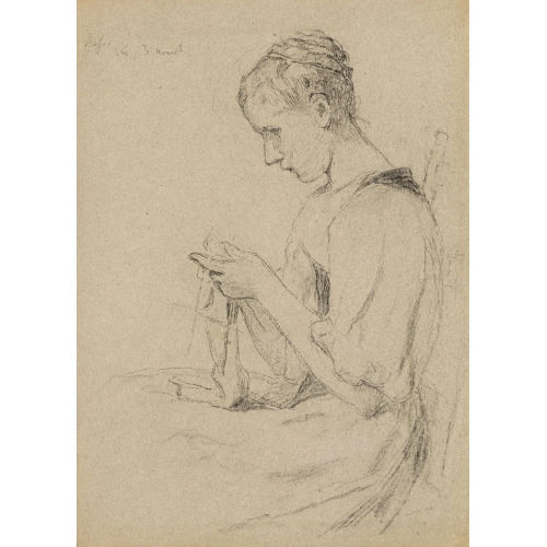 ALBERT ANKER : Strickende junge Frau (DOBIASCHOFSKY AUKTIONEN AG)