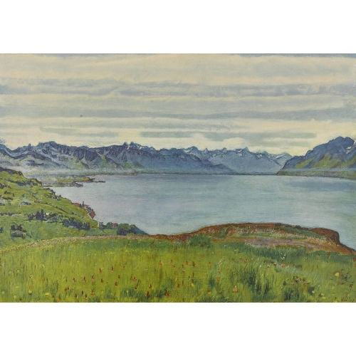 FERDINAND HODLER : 'Genfersee, Blick gegen das Wallis' (DOBIASCHOFSKY AUKTIONEN AG)
