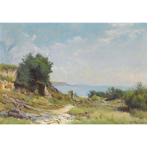 NATHANA�L LEMAITRE : Sommerliche Landschaft am Meer (DOBIASCHOFSKY AUKTIONEN AG)
