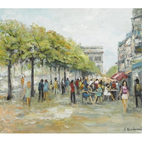ADOLFO CARDUCCI : Avenue des Champs-�lys�es avec l′Arc de Triomphe (DOBIASCHOFSKY AUKTIONEN AG)