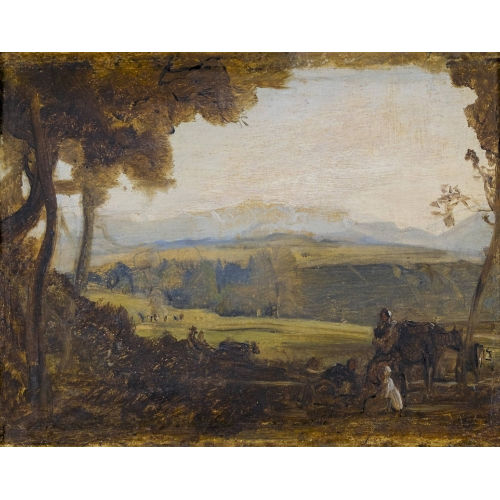 BARTH�LEMY MENN : Landschaft mit rastender Bauernfamilie (DOBIASCHOFSKY AUKTIONEN AG)