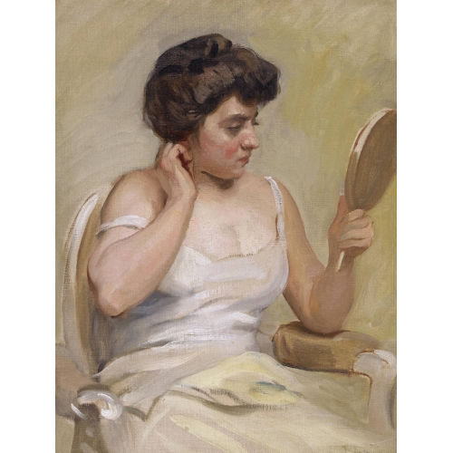 AUGUSTE FR�D�RIC DUFAUX : Femme au miroir (DOBIASCHOFSKY AUKTIONEN AG)