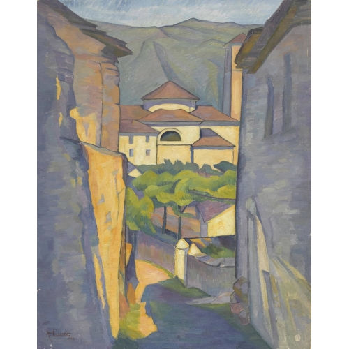 ANNY LIEROW : Tessiner Dorfpartie mit Kirche (DOBIASCHOFSKY AUKTIONEN AG)