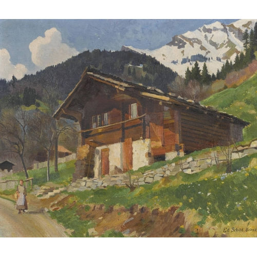 EDUARD SCHILD : Bauernhaus bei Brienz (DOBIASCHOFSKY AUKTIONEN AG)