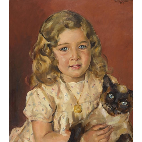 MAX RIMBOECK : M�dchen mit Katze (DOBIASCHOFSKY AUKTIONEN AG)