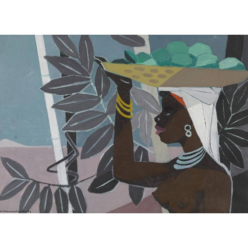 ALBERT NEUENSCHWANDER : Afrikanerin mit Fr�chtekorb (DOBIASCHOFSKY AUKTIONEN AG)