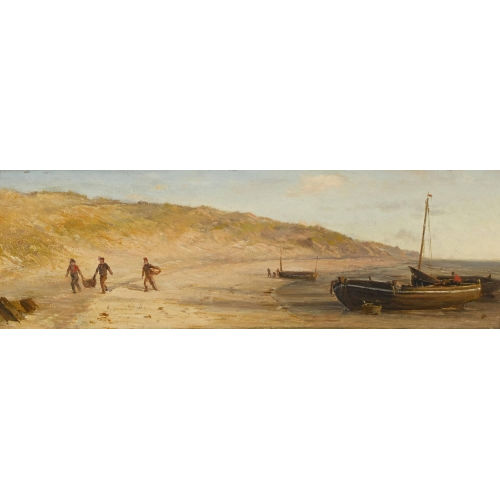 LOUIS BENTABOLE : Strandpartie mit Fischerbooten (DOBIASCHOFSKY AUKTIONEN AG)