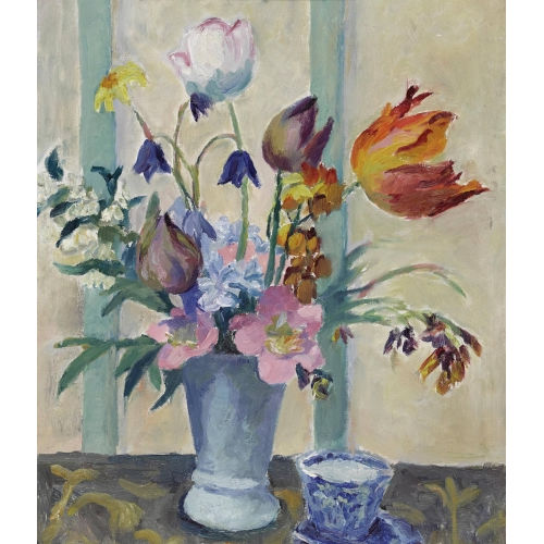 �MILE BRESSLER : Blumenstrauss in blauer Vase (DOBIASCHOFSKY AUKTIONEN AG)