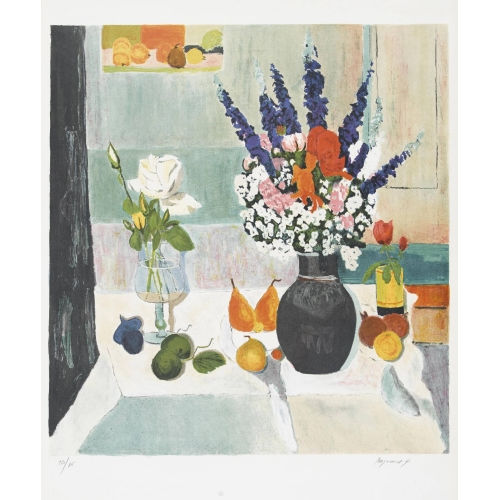 GEORGES BORGEAUD : Stillleben mit Blumenvase und Obst (DOBIASCHOFSKY AUKTIONEN AG)