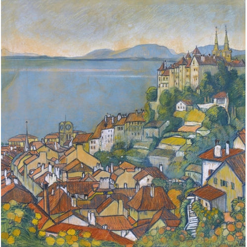 LOUIS JOSEPH VONLANTHEN : Vue sur Neuch�tel (DOBIASCHOFSKY AUKTIONEN AG)