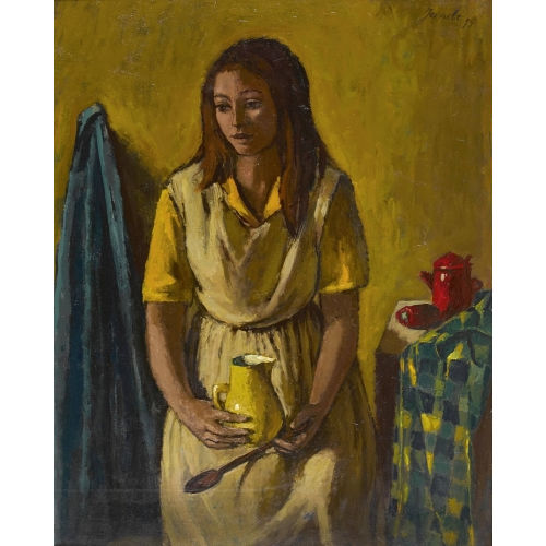 JEANNE) JANEB� (EIGTL. BARRAUD-PELLET : K�cheninterieur mit junger Frau (DOBIASCHOFSKY AUKTIONEN AG)