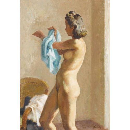 HENRI FEHR : Weiblicher Akt bei der Toilette (DOBIASCHOFSKY AUKTIONEN AG)
