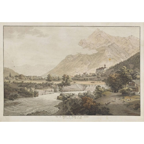JOHANN LUDWIG ABERLI : 'V�e du Chateau de Wimmis et des environs' (DOBIASCHOFSKY AUKTIONEN AG)