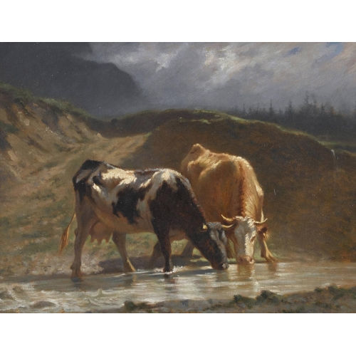CHARLES JEAN FERDINAND HUMBERT : K�he an der Tr�nke (DOBIASCHOFSKY AUKTIONEN AG)