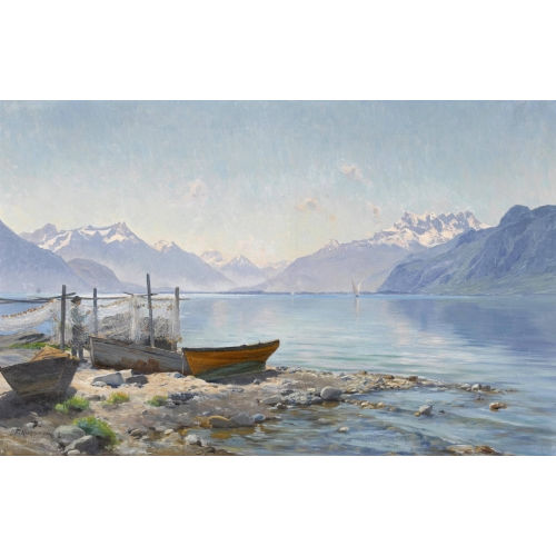FRITZ-�DOUARD HUGUENIN-LASSAUGUETTE : 'Lac L�man pr�s de Vevey' (DOBIASCHOFSKY AUKTIONEN AG)