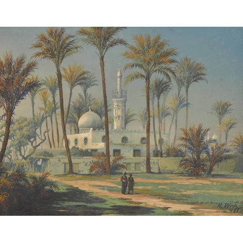 RUDOLF JOHANN WEISS : Landschaft mit Moschee und Staffage (DOBIASCHOFSKY AUKTIONEN AG)