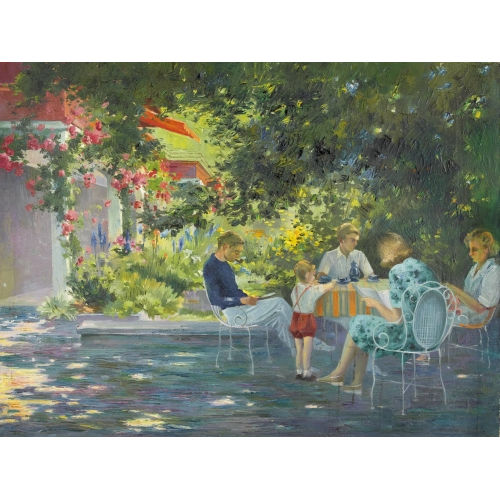 MARCUS JACOBI : Das Familienfr�hst�ck im sommerlichen Garten (DOBIASCHOFSKY AUKTIONEN AG)