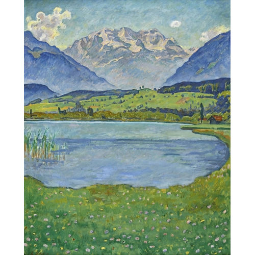 EDUARD BOSS : Sommerlandschaft mit Blick auf die Blmlisalp (DOBIASCHOFSKY AUKTIONEN AG)