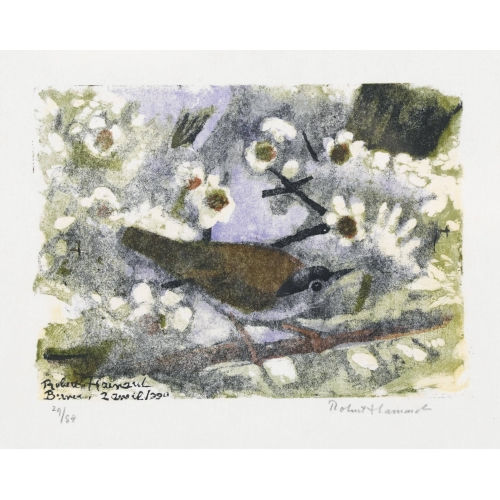ROBERT HAINARD : 'Fauvette � t�te noire et fleurs de poirier' (DOBIASCHOFSKY AUKTIONEN AG)