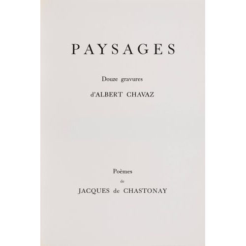 ALBERT CHAVAZ : Jacques de Chastonay: 'Paysages' (DOBIASCHOFSKY AUKTIONEN AG)
