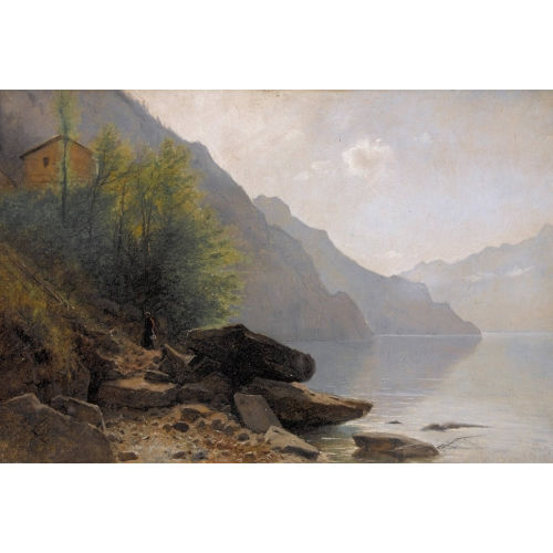 GUSTAVE EUG�NE CASTAN : Femme au bord du lac des Quatre-Cantons (DOBIASCHOFSKY AUKTIONEN AG)