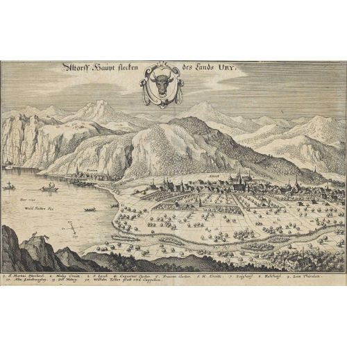 MATTH�US I MERIAN : 'Altorff. Haupt flecken des Lands Ury' (DOBIASCHOFSKY AUKTIONEN AG)