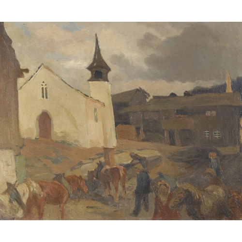 LOUIS DUNKI : 'Village dans le Haut-Valais' (DOBIASCHOFSKY AUKTIONEN AG)