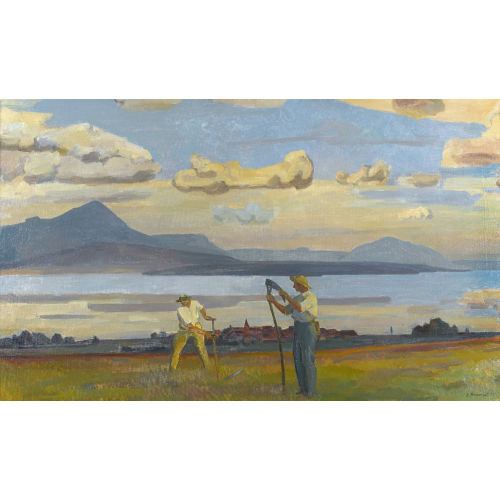 JACQUES �LIE ABRAHAM HERMANJAT : Sommerliche Seeuferpartie mit Feldarbeitern (DOBIASCHOFSKY AUKTIONEN AG)