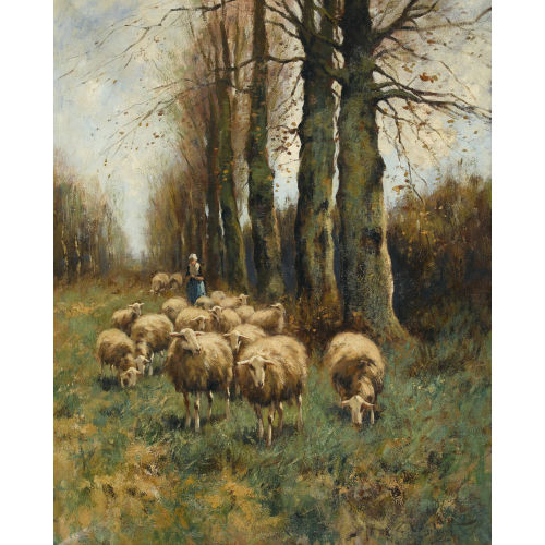 COR (AUCH CORNELIUS WOUTER) BOUTER : Hirtin mit Schafherde (DOBIASCHOFSKY AUKTIONEN AG)