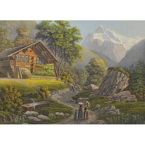 JOHANN PETER LAMY : 'Vue sur le Wetterhorn dans la Vall�e de Grindelwald, Canton de Berne' (DOBIASCHOFSKY AUKTIONEN AG)