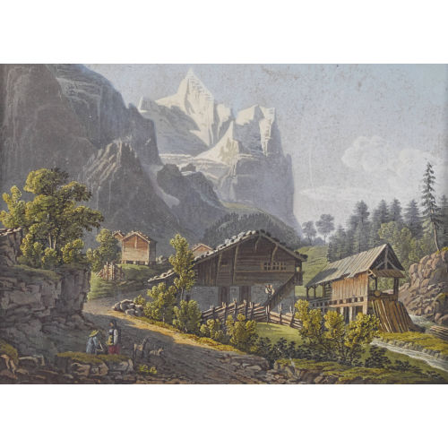 JOHANN PETER LAMY : 'Vue du Wetterhorn et d′une partie du Wellhorn en descendent le Scheideck' (DOBIASCHOFSKY AUKTIONEN AG)