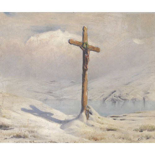 ALBERT HENRY JOHN GOS : Winterlandschaft mit Wegkreuz (DOBIASCHOFSKY AUKTIONEN AG)