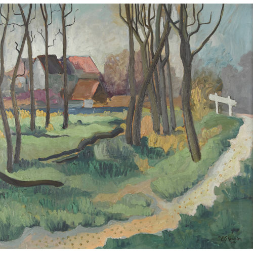 ERNST GEORG HEUSSLER : Wegpartie mit Weiler (DOBIASCHOFSKY AUKTIONEN AG)