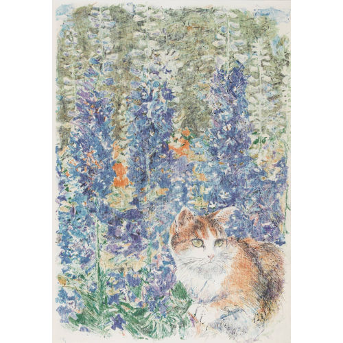 FRITZ HUG : Katze in Blumenwiese (DOBIASCHOFSKY AUKTIONEN AG)