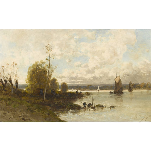 EUG�NE CIC�RI : Estuaire avec voiliers et p�cheurs (DOBIASCHOFSKY AUKTIONEN AG)