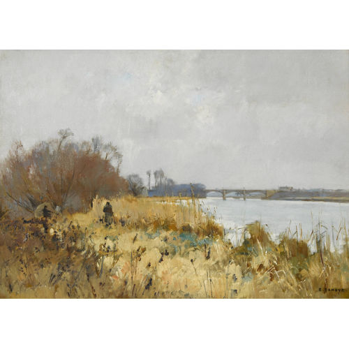 PIERRE EMMANUEL EUG�NE DAMOYE : Maler an der Seine mit der Br�cke von Argenteuil (DOBIASCHOFSKY AUKTIONEN AG)
