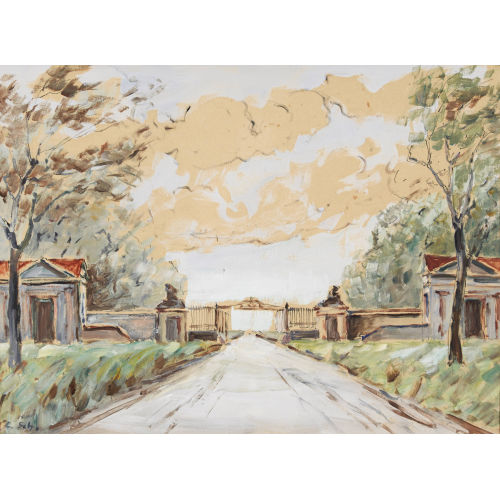 CARL SCHELLHAMMER : Parklandschaft mit Tor (DOBIASCHOFSKY AUKTIONEN AG)