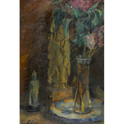 KARL THEOPHIL DICK : Stillleben mit Blumen und Skulpturen (DOBIASCHOFSKY AUKTIONEN AG)