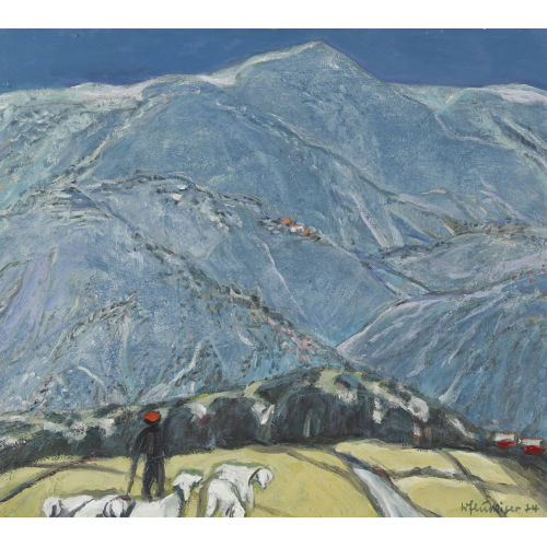 WILLY FL�CKIGER : Berglandschaft mit einem Hirten (DOBIASCHOFSKY AUKTIONEN AG)