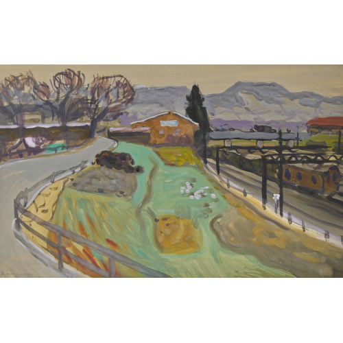 FRED STAUFFER : Bahnstation im Herbst (DOBIASCHOFSKY AUKTIONEN AG)