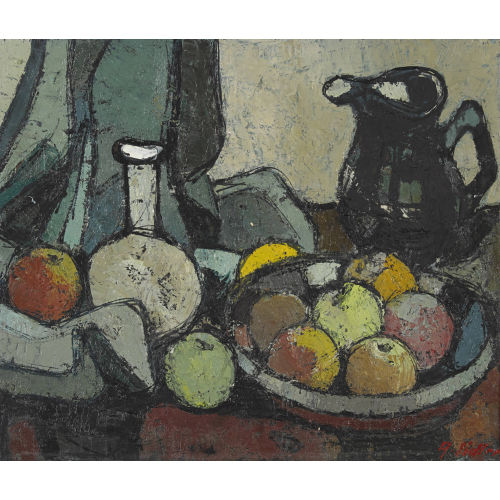 ALFRED FRANZ SIDLER : Stillleben mit Krug, Vase und �pfeln (DOBIASCHOFSKY AUKTIONEN AG)