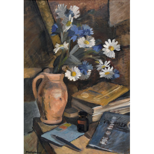 HANS RUDOLF SCHWARZENBACH : Stillleben mit Blumen und B�chern (DOBIASCHOFSKY AUKTIONEN AG)