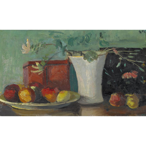 ERNST MORGENTHALER : Stillleben mit Blumenvase und Fr�chten (DOBIASCHOFSKY AUKTIONEN AG)