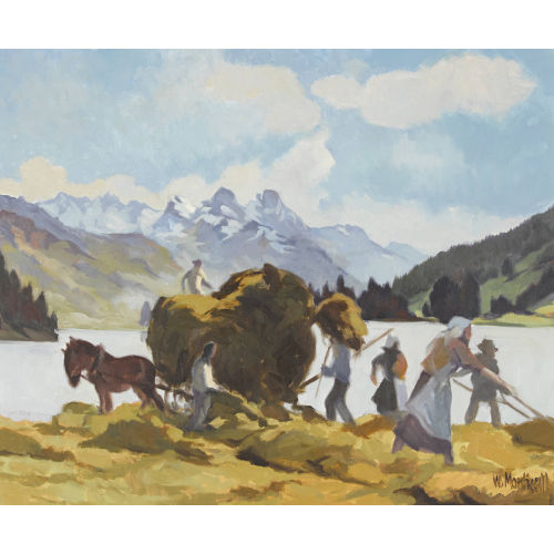 WALTER MONTICELLI : 'Heuernte am See' (DOBIASCHOFSKY AUKTIONEN AG)