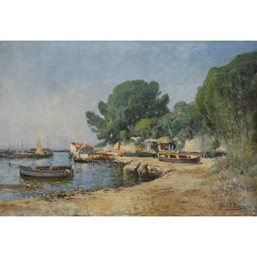 PAULIN-ANDR� BERTRAND : S�dliche Strandpartie mit Booten (DOBIASCHOFSKY AUKTIONEN AG)